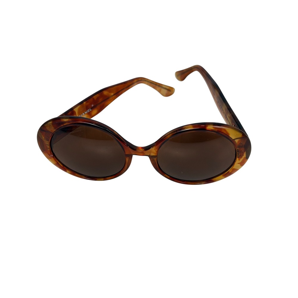 Chanel Vintage Oversized Round Tortoise Shell Sunglasses CC Logo 0014 10 Italy - Picture 4 of 8